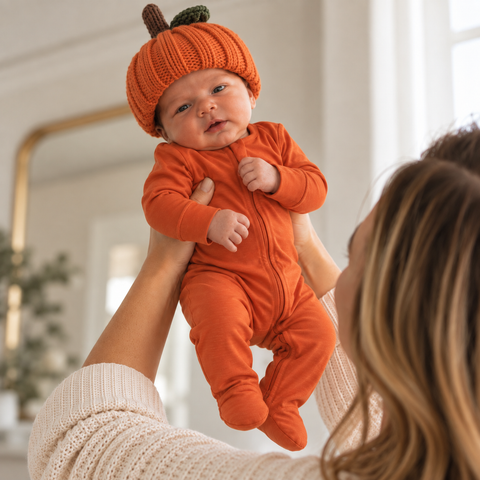 Orange Bamboo Viscose Pookie Jamas Zipper Footies