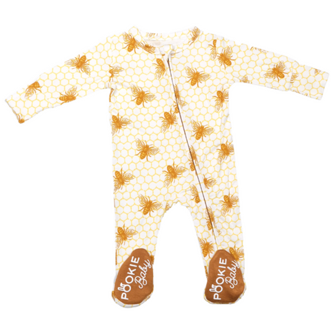 Bees Bamboo Viscose Pookie Jamas Zipper Footies