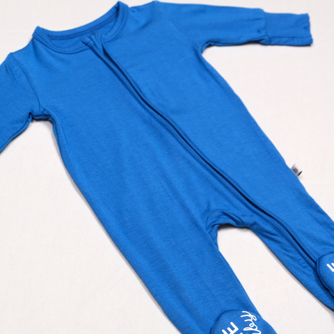 Blue Bamboo Viscose Pookie Jamas Zipper Footies