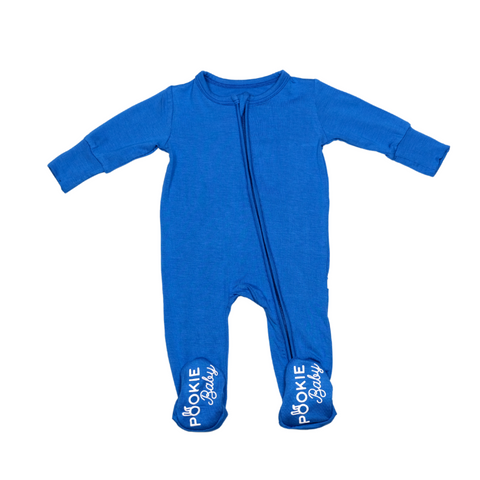 Blue Bamboo Viscose Pookie Jamas Zipper Footies