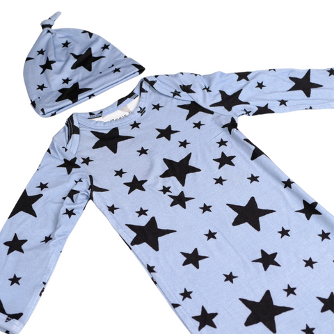 Blue Stars Bamboo Viscose Newborn Gown