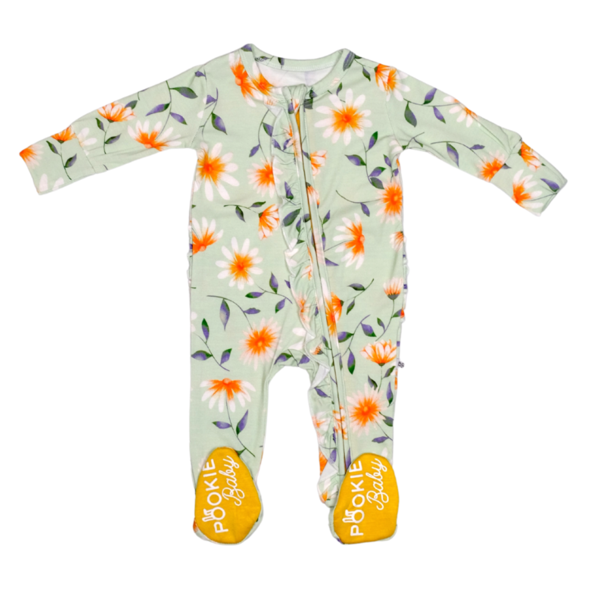 Daisy Floral Bamboo Viscose Pookie Jamas Zipper Footies