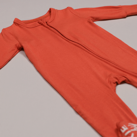 Orange Bamboo Viscose Pookie Jamas Zipper Footies