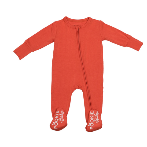 Orange Bamboo Viscose Pookie Jamas Zipper Footies