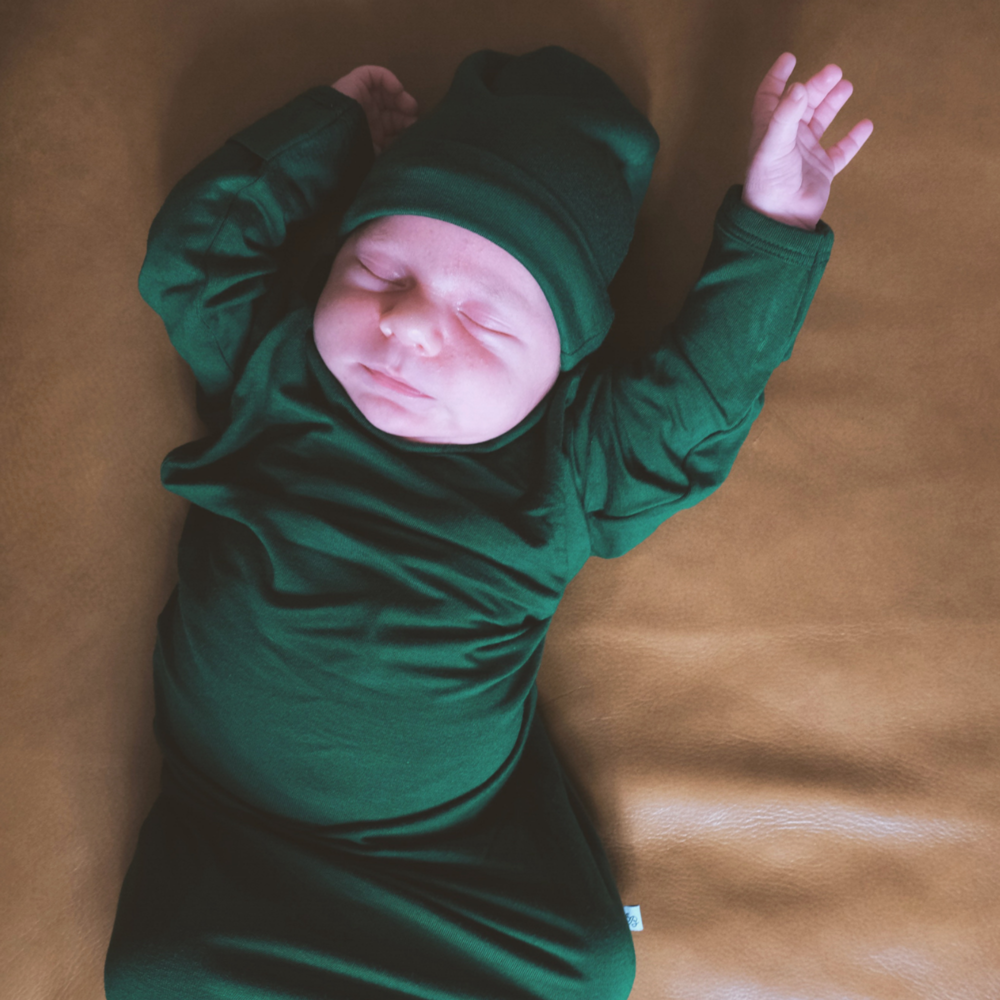 Dark Green Bamboo Viscose Newborn Gown