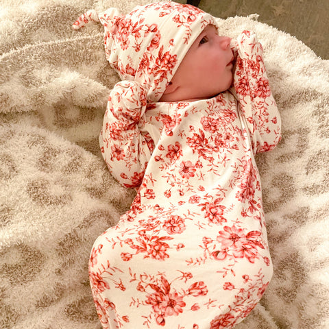 Vintage Floral Bamboo Viscose Newborn Gown