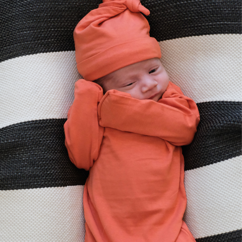 Orange Bamboo Viscose Newborn Gown