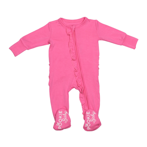 Pink Bamboo Viscose Pookie Jamas Zipper Footies