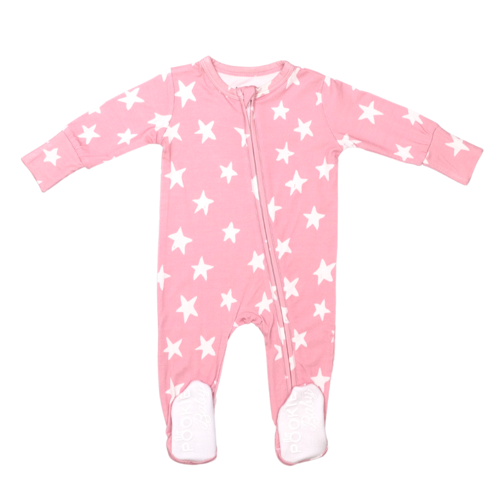 Pink Stars Bamboo Viscose Pookie Jamas Zipper Footies