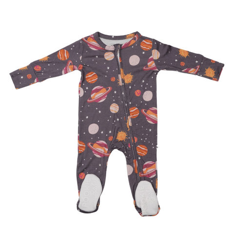 Space Bamboo Viscose Pookie Jamas Zipper Footies