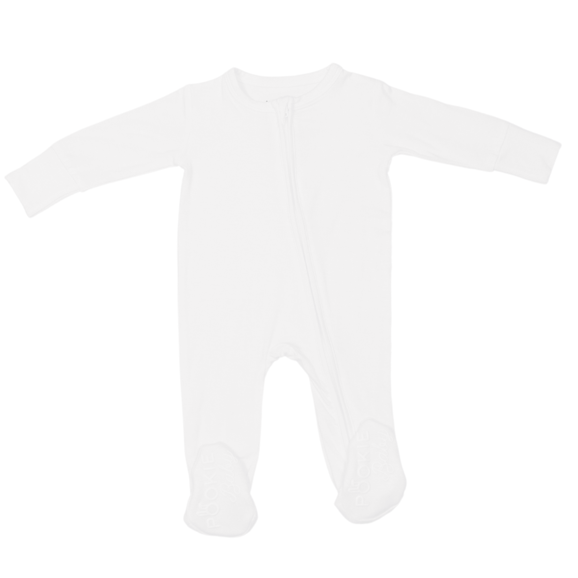 White Bamboo Viscose Pookie Jamas Zipper Footies