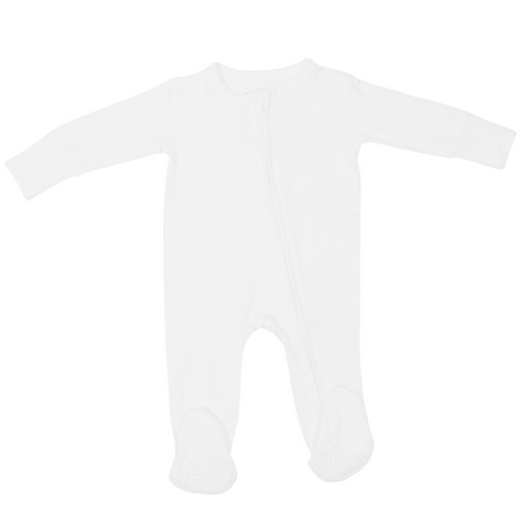 White Bamboo Viscose Pookie Jamas Zipper Footies