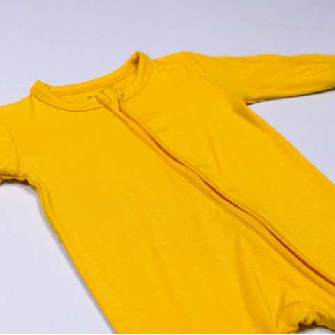 Mustard Yellow Bamboo Viscose Pookie Jamas Zipper Footies