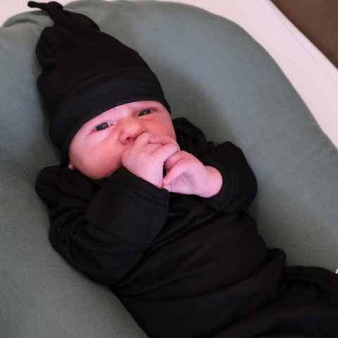 Black Bamboo Viscose Newborn Gown