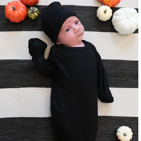 Black Bamboo Viscose Newborn Gown