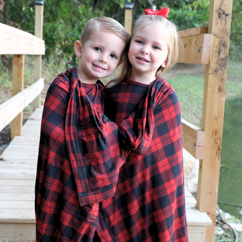 Red Plaid Two-Piece Bamboo Viscose Pajamas