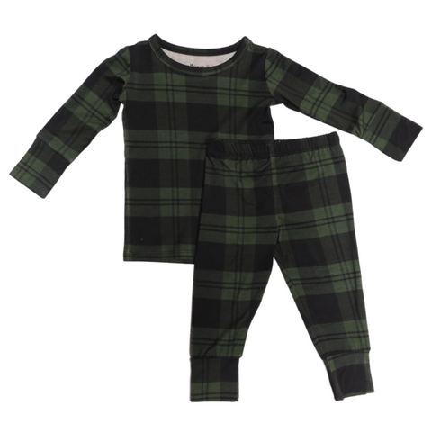 Green Plaid Two-Piece Bamboo Viscose Pajamas