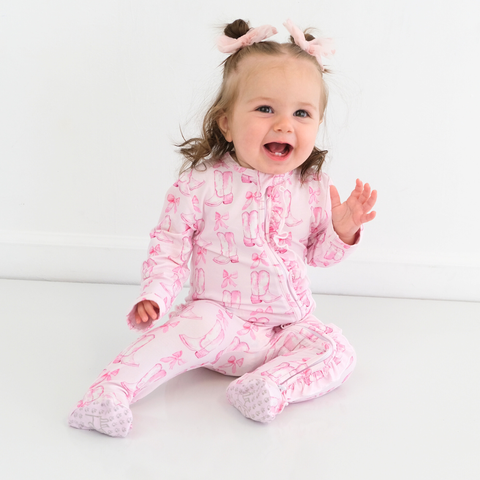 Boots and Bows Footie Ruffled Zippered One Piece
