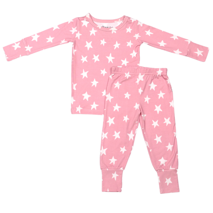 Pink Stars-Two-Piece Bamboo Viscose Pajamas