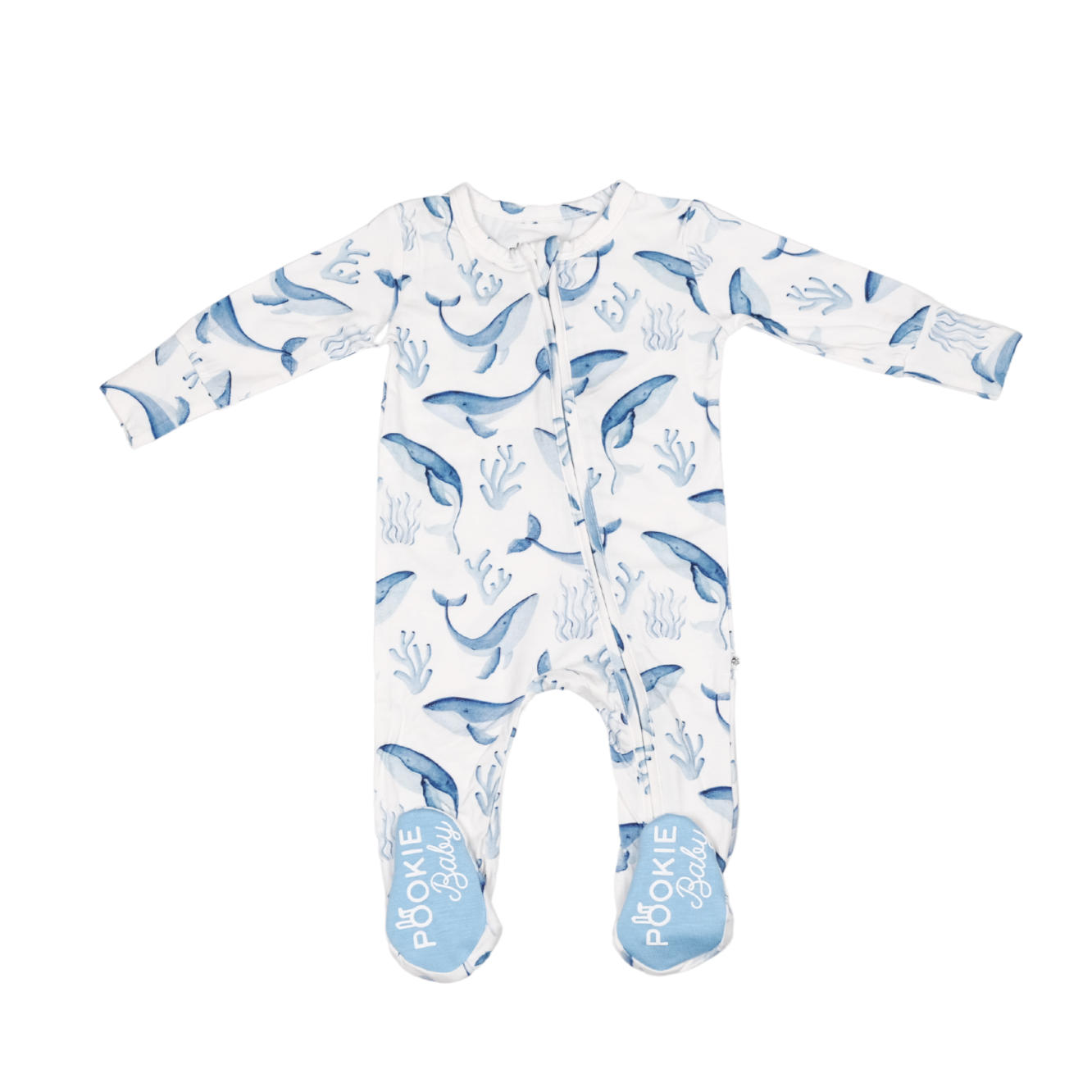 Whale Bamboo Viscose Pookie Jamas Zipper Footies