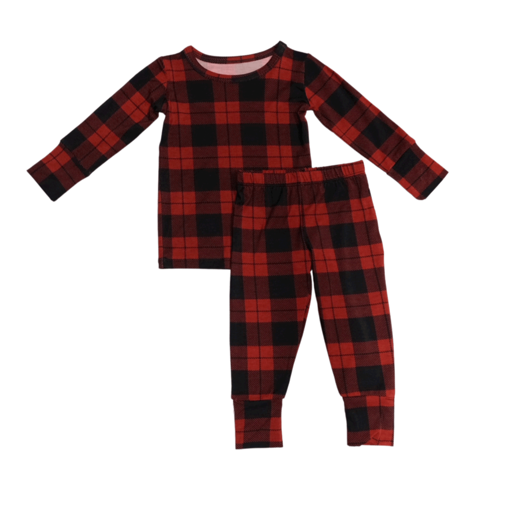 Red Plaid Two-Piece Bamboo Viscose Pajamas