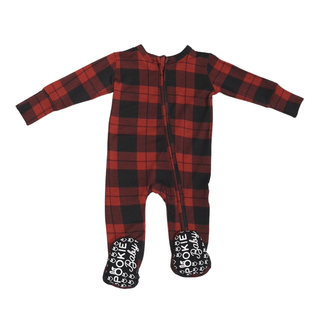 Red Plaid Bamboo Viscose Pookie Jamas Zipper Footies – Pookie Baby Boutique